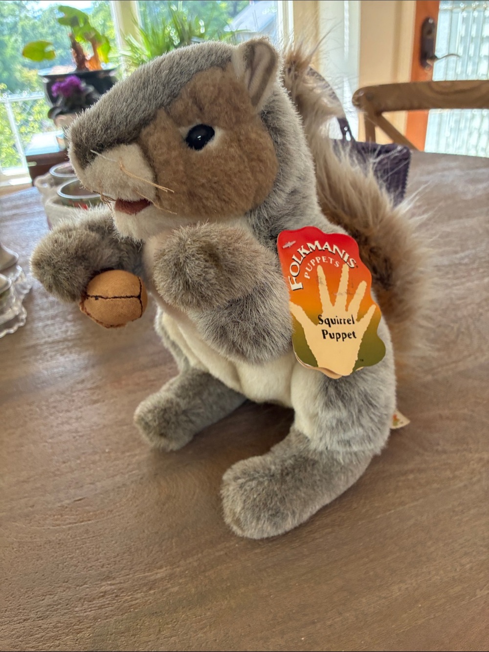 Folkmanis Gray Squirrel Puppet Plush Toy - Interactive Small Pet Toy